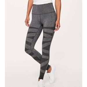 LULULEMON Wunder Under Pant Tech Mesh Leggings Heathered Black 2